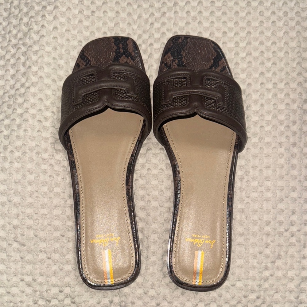 Brown Leather Slide Sandals